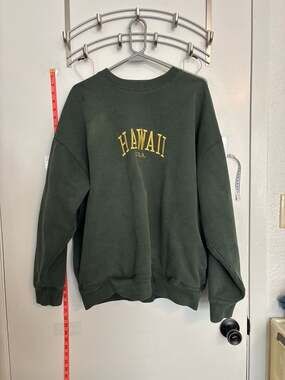 Brandy Melville John Galt Green Hawaii Crew Neck Sweatshirt